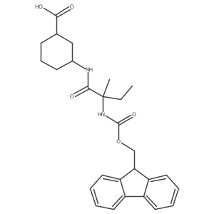 rac-(1R,3S)-3-[2-({[(9H-fluoren-9-yl)methoxy]carbonyl}amino)-2-methylbutanamido]cyclohexane-1-carboxylic acid Structure