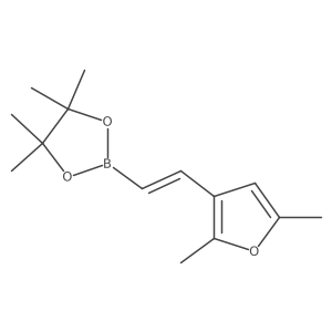 2-[2-(2,5-Dimethylfuran-3-yl)ethenyl]-4,4,5,5-tetramethyl-1,3,2-dioxaborolane结构式