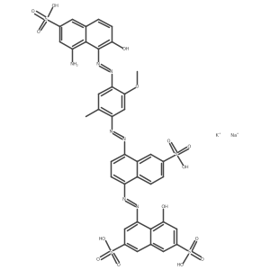 4-((4-((4-((8-Amino-2-hydroxy-6-sulpho-1-naphthyl)azo)-5-methoxy-o-tolyl)azo)-6-sulpho-1-naphthyl)azo)-5-hydroxynaphthalene-2,7-disulphonic acid, potassium sodium salt Structure
