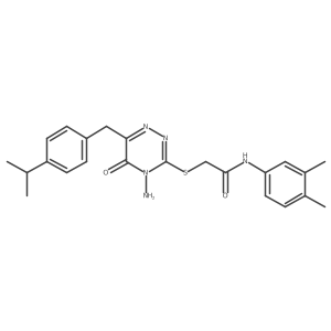 2-((4-amino-6-(4-isopropylbenzyl)-5-oxo-4,5-dihydro-1,2,4-triazin-3-yl)thio)-N-(3,4-dimethylphenyl)acetamide Structure