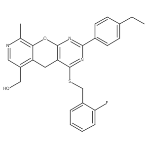 [5-(4-Ethylphenyl)-7-{[(2-fluorophenyl)methyl]sulfanyl}-14-methyl-2-oxa-4,6,13-triazatricyclo[8.4.0.0^{3,8}]tetradeca-1(10),3(8),4,6,11,13-hexaen-11-yl]methanol结构式