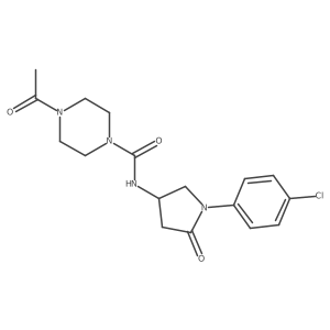 4-acetyl-N-[1-(4-chlorophenyl)-5-oxopyrrolidin-3-yl]piperazine-1-carboxamide Structure