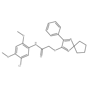 N-(5-chloro-2,4-dimethoxyphenyl)-2-({3-phenyl-1,4-diazaspiro[4.4]nona-1,3-dien-2-yl}sulfanyl)acetamide Structure