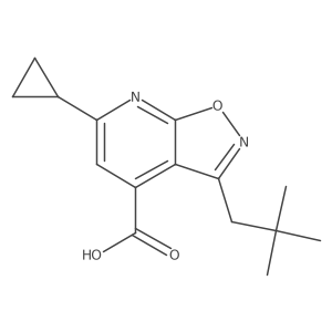 6-Cyclopropyl-3-(2,2-dimethylpropyl)-[1,2]oxazolo[5,4-b]pyridine-4-carboxylic acid结构式