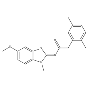2-(2,5-dimethylphenyl)-N-(3-methyl-6-(methylthio)benzo[d]thiazol-2(3H)-ylidene)acetamide结构式