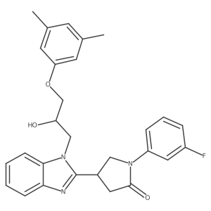 4-{1-[3-(3,5-dimethylphenoxy)-2-hydroxypropyl]-1H-benzimidazol-2-yl}-1-(3-fluorophenyl)pyrrolidin-2-one结构式