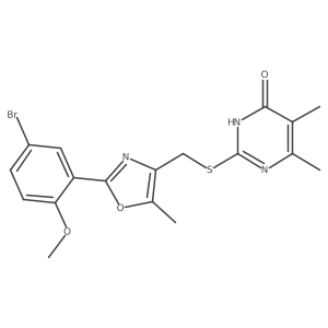 2-(((2-(5-Bromo-2-methoxyphenyl)-5-methyloxazol-4-yl)methyl)thio)-5,6-dimethylpyrimidin-4-ol Structure