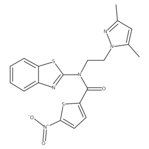 N-(benzo[d]thiazol-2-yl)-N-(2-(3,5-dimethyl-1H-pyrazol-1-yl)ethyl)-5-nitrothiophene-2-carboxamide结构式