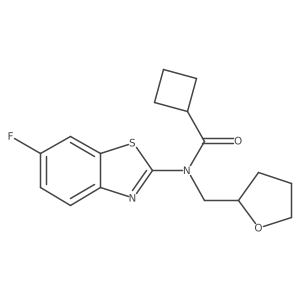 N-(6-fluorobenzo[d]thiazol-2-yl)-N-((tetrahydrofuran-2-yl)methyl)cyclobutanecarboxamide结构式