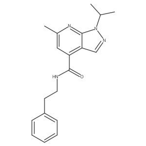 1-isopropyl-6-methyl-N-(2-phenylethyl)-1H-pyrazolo[3,4-b]pyridine-4-carboxamide结构式