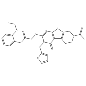 2-((7-acetyl-3-(furan-2-ylmethyl)-4-oxo-3,4,5,6,7,8-hexahydropyrido[4',3':4,5]thieno[2,3-d]pyrimidin-2-yl)thio)-N-(2-ethoxyphenyl)acetamide Structure