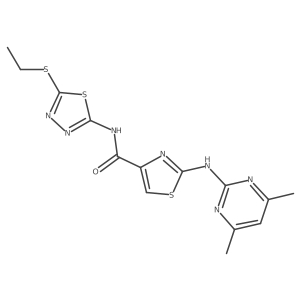 2-((4,6-dimethylpyrimidin-2-yl)amino)-N-(5-(ethylthio)-1,3,4-thiadiazol-2-yl)thiazole-4-carboxamide Structure