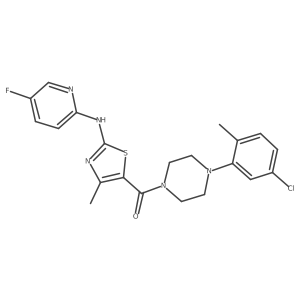 (4-(5-Chloro-2-methylphenyl)piperazin-1-yl)(2-((5-fluoropyridin-2-yl)amino)-4-methylthiazol-5-yl)methanone结构式