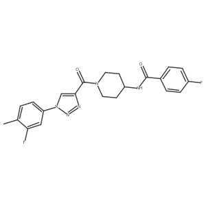 4-fluoro-N-(1-(1-(3-fluoro-4-methylphenyl)-1H-1,2,3-triazole-4-carbonyl)piperidin-4-yl)benzamide结构式