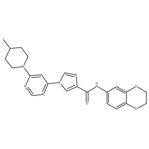 N-(2,3-dihydro-1,4-benzodioxin-6-yl)-1-[6-(4-methylpiperidin-1-yl)pyrimidin-4-yl]-1H-imidazole-4-carboxamide结构式