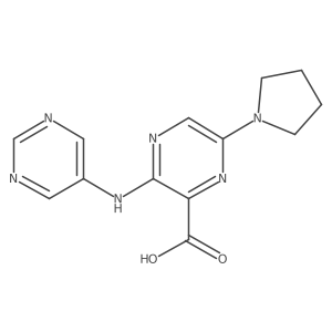 3-(Pyrimidin-5-ylamino)-6-pyrrolidin-1-yl-pyrazine-2-carboxylic acid Structure