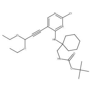 tert-butyl ((1-((2-Chloro-5-(3,3-diethoxyprop-1-yn-1-yl)pyrimidin-4-yl)amino)cyclohexyl)methyl)carbamate结构式