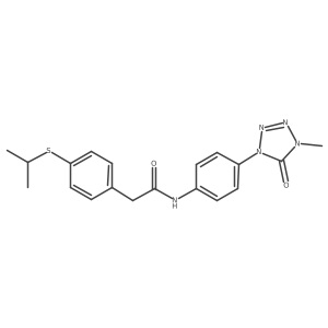2-(4-(isopropylthio)phenyl)-N-(4-(4-methyl-5-oxo-4,5-dihydro-1H-tetrazol-1-yl)phenyl)acetamide结构式