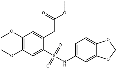 methyl 2-{2-[(2H-1,3-benzodioxol-5-yl)sulfamoyl]-4,5-dimethoxyphenyl}acetate结构式
