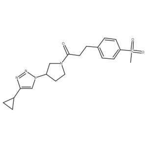 1-(3-(4-cyclopropyl-1H-1,2,3-triazol-1-yl)pyrrolidin-1-yl)-3-(4-(methylsulfonyl)phenyl)propan-1-one结构式