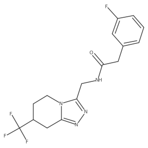 2-(3-fluorophenyl)-N-((7-(trifluoromethyl)-5,6,7,8-tetrahydro-[1,2,4]triazolo[4,3-a]pyridin-3-yl)methyl)acetamide结构式