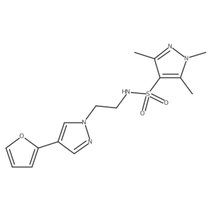 N-(2-(4-(furan-2-yl)-1H-pyrazol-1-yl)ethyl)-1,3,5-trimethyl-1H-pyrazole-4-sulfonamide结构式