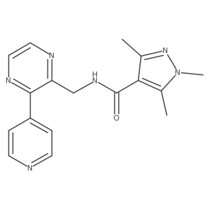 1,3,5-trimethyl-N-{[3-(pyridin-4-yl)pyrazin-2-yl]methyl}-1H-pyrazole-4-carboxamide结构式