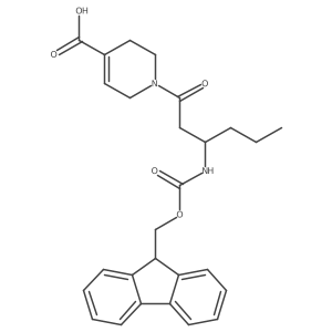 1-[(3R)-3-({[(9H-fluoren-9-yl)methoxy]carbonyl}amino)hexanoyl]-1,2,3,6-tetrahydropyridine-4-carboxylic acid Structure