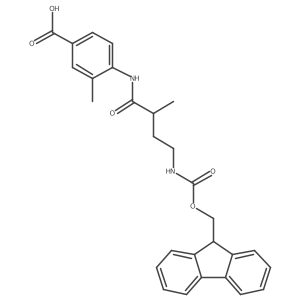 4-[4-({[(9H-fluoren-9-yl)methoxy]carbonyl}amino)-2-methylbutanamido]-3-methylbenzoic acid Structure