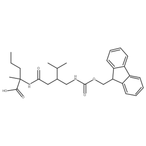 2-{3-[({[(9H-fluoren-9-yl)methoxy]carbonyl}amino)methyl]-4-methylpentanamido}-2-methylpentanoic acid结构式