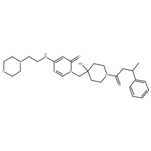 (R)-3-((4-Hydroxy-1-(3-phenylbutanoyl)piperidin-4-yl)methyl)-6-((2-morpholinoethyl)amino)pyrimidin-4(3H)-one Structure