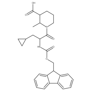 (2RS,3RS)-1-[(2S)-3-cyclopropyl-2-({[(9H-fluoren-9-yl)methoxy]carbonyl}amino)propanoyl]-2-methylpiperidine-3-carboxylic acid Structure