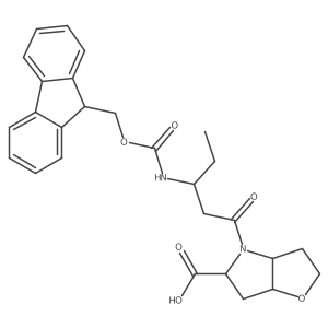 (3aRS,6aRS)-4-[(3S)-3-({[(9H-fluoren-9-yl)methoxy]carbonyl}amino)pentanoyl]-hexahydro-2H-furo[3,2-b]pyrrole-5-carboxylic acid Structure