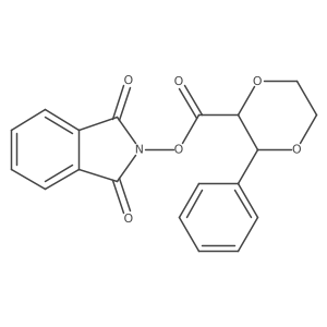 rac-1,3-dioxo-2,3-dihydro-1H-isoindol-2-yl (2R,3R)-3-phenyl-1,4-dioxane-2-carboxylate结构式