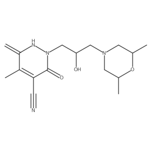 2-[3-(2,6-Dimethylmorpholin-4-yl)-2-hydroxypropyl]-5-methyl-6-methylidene-3-oxo-1,2,3,6-tetrahydropyridazine-4-carbonitrile结构式