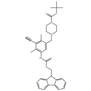 tert-butyl 4-{[3-ethynyl-5-({[(9H-fluoren-9-yl)methoxy]carbonyl}amino)-2,4-dimethylphenyl]methyl}piperazine-1-carboxylate结构式