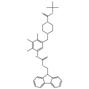 tert-butyl 4-{[5-({[(9H-fluoren-9-yl)methoxy]carbonyl}amino)-3-iodo-2,4-dimethylphenyl]methyl}piperazine-1-carboxylate结构式
