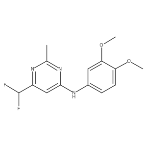 6-(difluoromethyl)-N-(3,4-dimethoxyphenyl)-2-methylpyrimidin-4-amine结构式