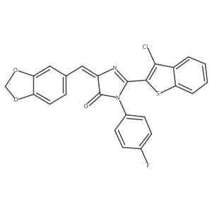 5-(1,3-Benzodioxol-5-ylmethylene)-2-(3-chlorobenzo[b]thien-2-yl)-3-(4-fluorophenyl)-3,5-dihydro-4H-imidazol-4-one结构式