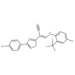 (Z)-2-(4-(4-bromophenyl)thiazol-2-yl)-3-((4-chloro-2-(trifluoromethyl)phenyl)amino)acrylonitrile结构式