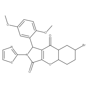 7-bromo-1-(2,5-dimethoxyphenyl)-2-(1,3-thiazol-2-yl)-4a,5,6,7,8,8a-hexahydro-1H-chromeno[2,3-c]pyrrole-3,9-dione结构式