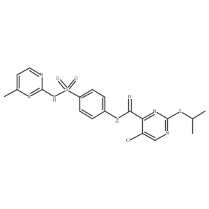 5-chloro-N-{4-[(4-methylpyrimidin-2-yl)sulfamoyl]phenyl}-2-(propan-2-ylsulfanyl)pyrimidine-4-carboxamide结构式