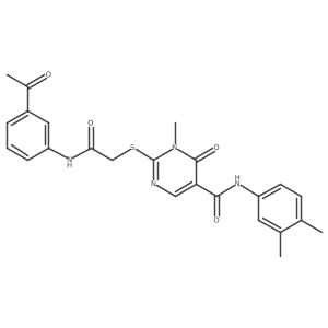 2-((2-((3-acetylphenyl)amino)-2-oxoethyl)thio)-N-(3,4-dimethylphenyl)-1-methyl-6-oxo-1,6-dihydropyrimidine-5-carboxamide结构式