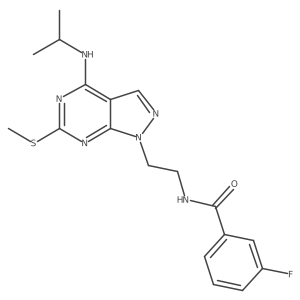 3-fluoro-N-(2-(4-(isopropylamino)-6-(methylthio)-1H-pyrazolo[3,4-d]pyrimidin-1-yl)ethyl)benzamide结构式