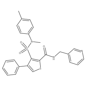 3-[methyl(4-methylphenyl)sulfamoyl]-4-phenyl-N-(pyridin-3-ylmethyl)thiophene-2-carboxamide结构式