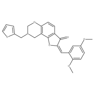 (Z)-2-(2,5-dimethoxybenzylidene)-8-(furan-2-ylmethyl)-8,9-dihydro-2H-benzofuro[7,6-e][1,3]oxazin-3(7H)-one结构式