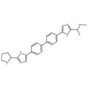 (1S)-N-methyl-1-[5-[4-[4-[2-[(2S)-pyrrolidin-2-yl]-1H-imidazol-5-yl]phenyl]phenyl]-1H-imidazol-2-yl]ethanamine结构式