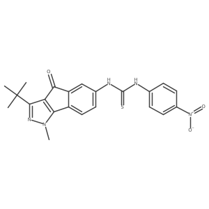 3-(Tert-butyl)-1-methyl-6-((((4-nitrophenyl)amino)thioxomethyl)amino)indeno[2,3-D]pyrazol-4-one结构式