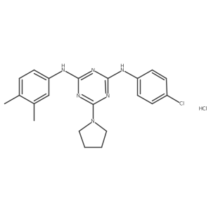 N2-(4-chlorophenyl)-N4-(3,4-dimethylphenyl)-6-(pyrrolidin-1-yl)-1,3,5-triazine-2,4-diamine hydrochloride结构式