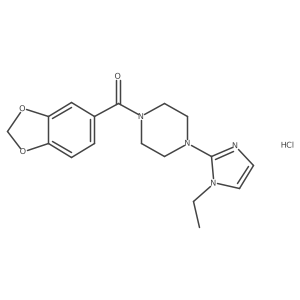 benzo[d][1,3]dioxol-5-yl(4-(1-ethyl-1H-imidazol-2-yl)piperazin-1-yl)methanone hydrochloride Structure
